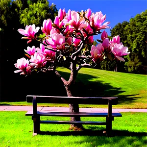 Magnolia Tree With Bench Underneath PNG Arv PNG