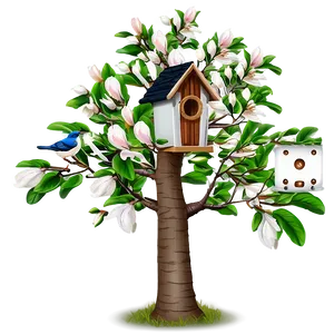 Magnolia Tree With Birdhouse PNG Hih48 PNG