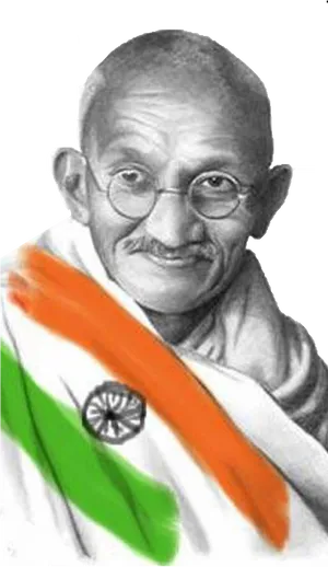 Mahatma Gandhi Portraitwith Indian Flag PNG image