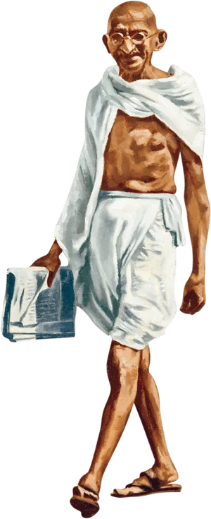 Mahatma Gandhi Walkingwith Book PNG image