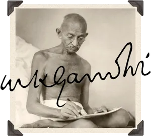 Mahatma Gandhi Writing PNG image