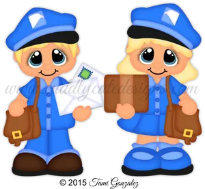 Mail Carriers Cartoon Illustration