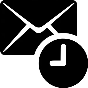 Mail Time Icon Black Outline PNG image
