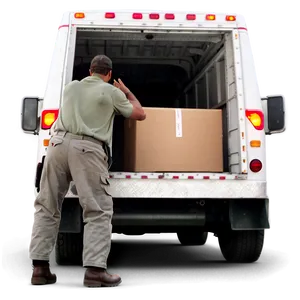 Mail Truck In Action Scene PNG Syf