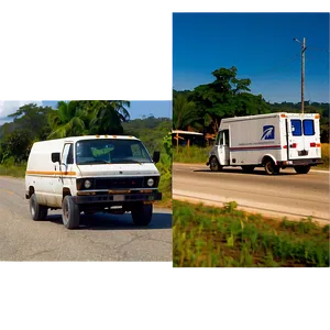 Mail Truck On Rural Road PNG 06282024