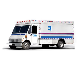 Mail Truck Passing Houses PNG 06282024