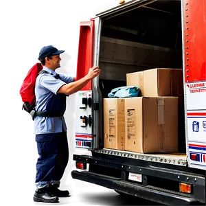 Mail Truck Unloading Packages PNG Jdc37