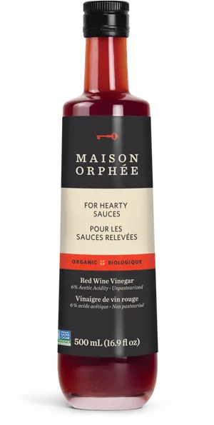 Maison Orphee Organic Red Wine Vinegar Bottle PNG image