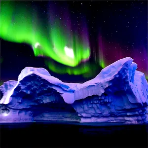 Majestic Aurora Over Icebergs PNG Cko PNG