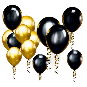 Majestic Black And Gold Balloons PNG 06132024