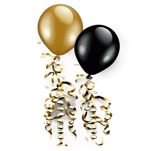 Majestic Black And Gold Balloons PNG 6