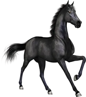 Majestic Black Horse Galloping PNG image