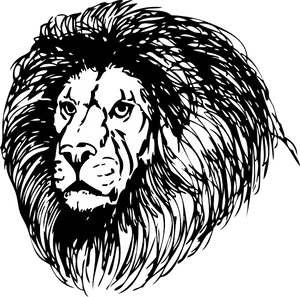 Majestic Black Lion Illustration PNG image