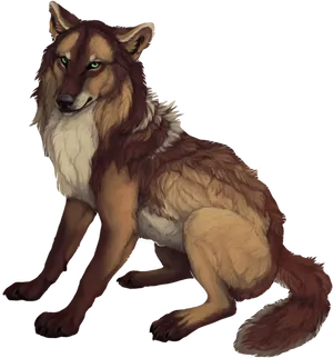 Majestic Brown Wolf Illustration PNG