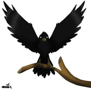 Majestic Crow Spread Wings PNG image