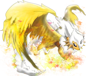 Majestic Fire Winged Creature Art PNG image
