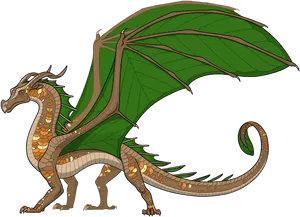 Majestic Green Winged Dragon PNG image