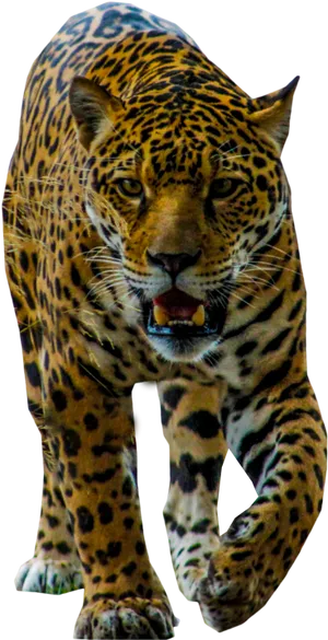 Majestic Leopard Walking Transparent Background PNG image
