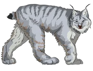 Majestic Lynx Walking Illustration PNG image