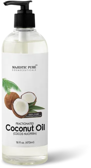 Majestic Pure Fractionated Coconut Oil Bottle PNG image