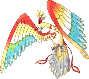 Majestic_ Rainbow_ Bird_ Illustration PNG image