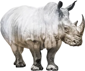 Majestic Rhinoceros Standing PNG image