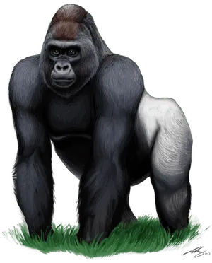 Majestic Silverback Gorilla Artwork PNG image