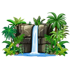 Majestic Waterfall In Jungle Photo PNG 05212024