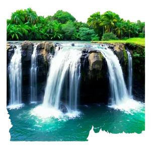 Majestic Waterfall In Jungle Photo PNG 4