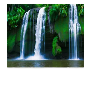 Majestic Waterfall In Jungle Photo PNG Tmr