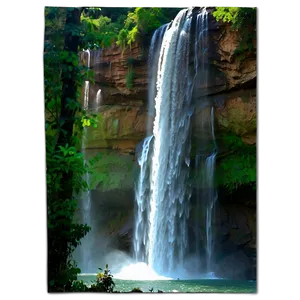 Majestic Waterfall View PNG Qdg2