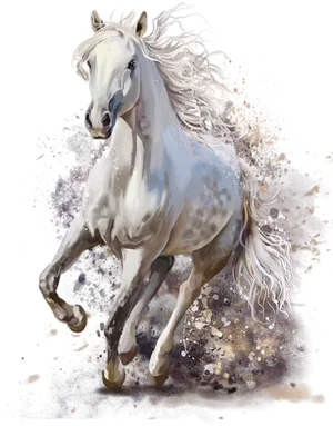Majestic White Horse Galloping PNG image