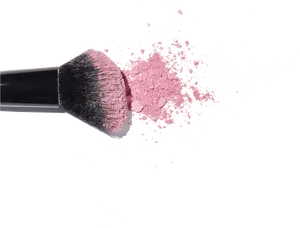 Makeup Brush With Pink Powder Explosion PNG image