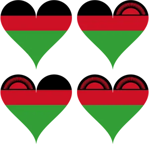 Malawi Flag Hearts Pattern PNG image