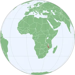 Malawi Highlightedon World Map PNG image