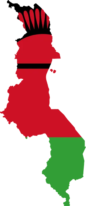 Malawi Map Outlinewith Flag Colors PNG image