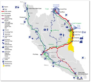 Malaysia E C R L Project Map PNG image