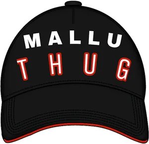 Mallu Thug Black Cap PNG image