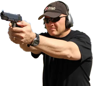 Man Aiming Handgun Training PNG image