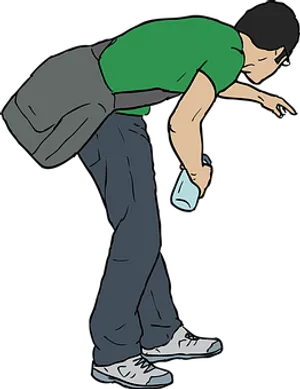 Man Bending Over Picking Up Trash
