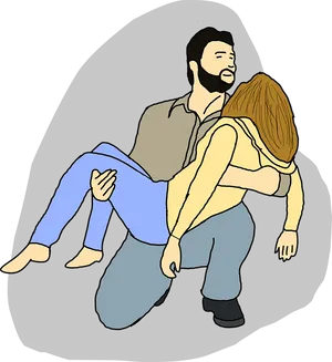 Man Carrying Woman Illustration