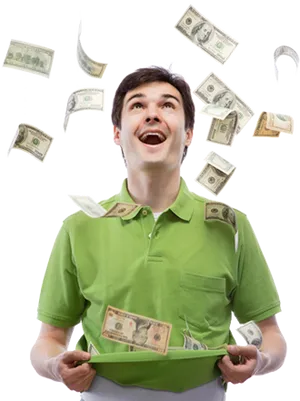 Man Catching Falling Money PNG image