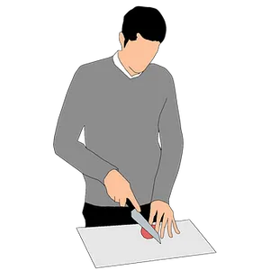 Man Cutting Vegetable Illustration PNG image