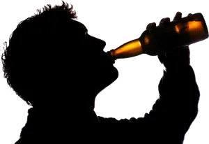 Man Drinking Beer Silhouette PNG image