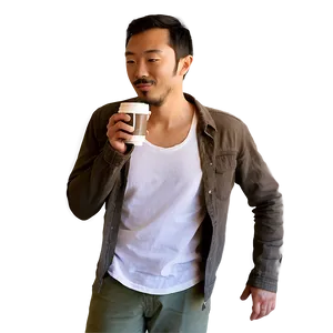 Man Drinking Coffee PNG 3