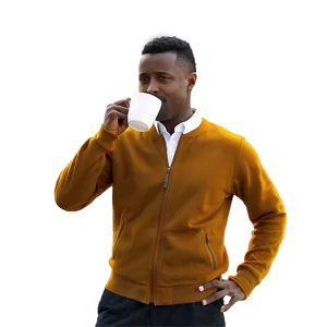 Man Drinking Coffee PNG Lty22