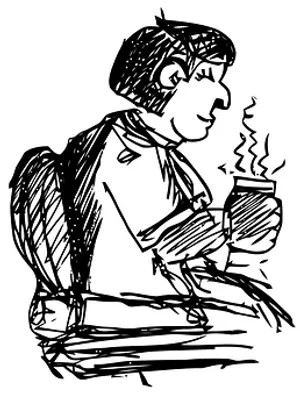 Man Enjoying Hot Drink Sketch