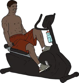 Man Exercisingon Stationary Bike