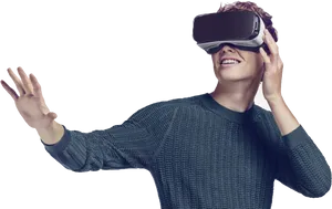 Man Experiencing V R Technology PNG image