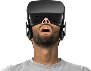 Man Experiencing V R Technology PNG image